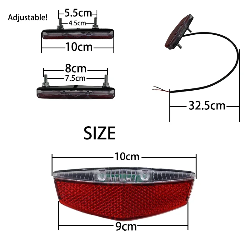 LINGQI RACING Motorcycle LED Tail Light Rear Brake Warning Lights Waterproof Taillight Lamp For Universal Electric Bicycle