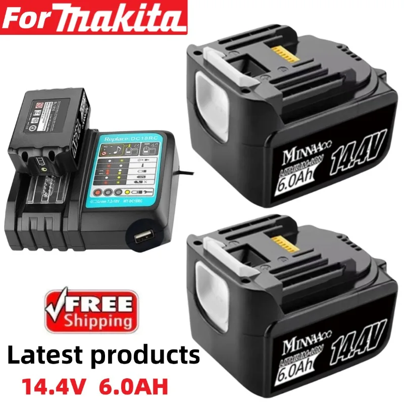 

Original for Makita 6Ah 14.4V battery Rechargeable Li-ion Battery 14V Power Tools BL1460 BL1430 1415 194066-1