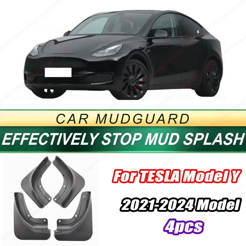 For TESLA Model Y 2021-2024 Model 4PCS Front Rear Mud Flaps Splash Guards Fender Mudguards Auto Accessories