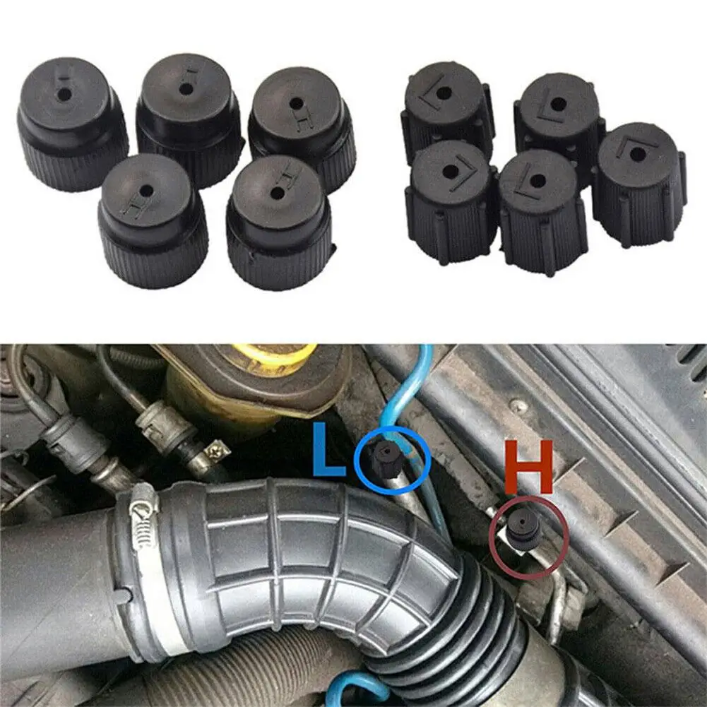 R134a Air Conditioning Cap AC Sealing Cap 5pcs High Port Charging System Caps 16mm+5pcs Pressure Accessories Car AC A4Y8