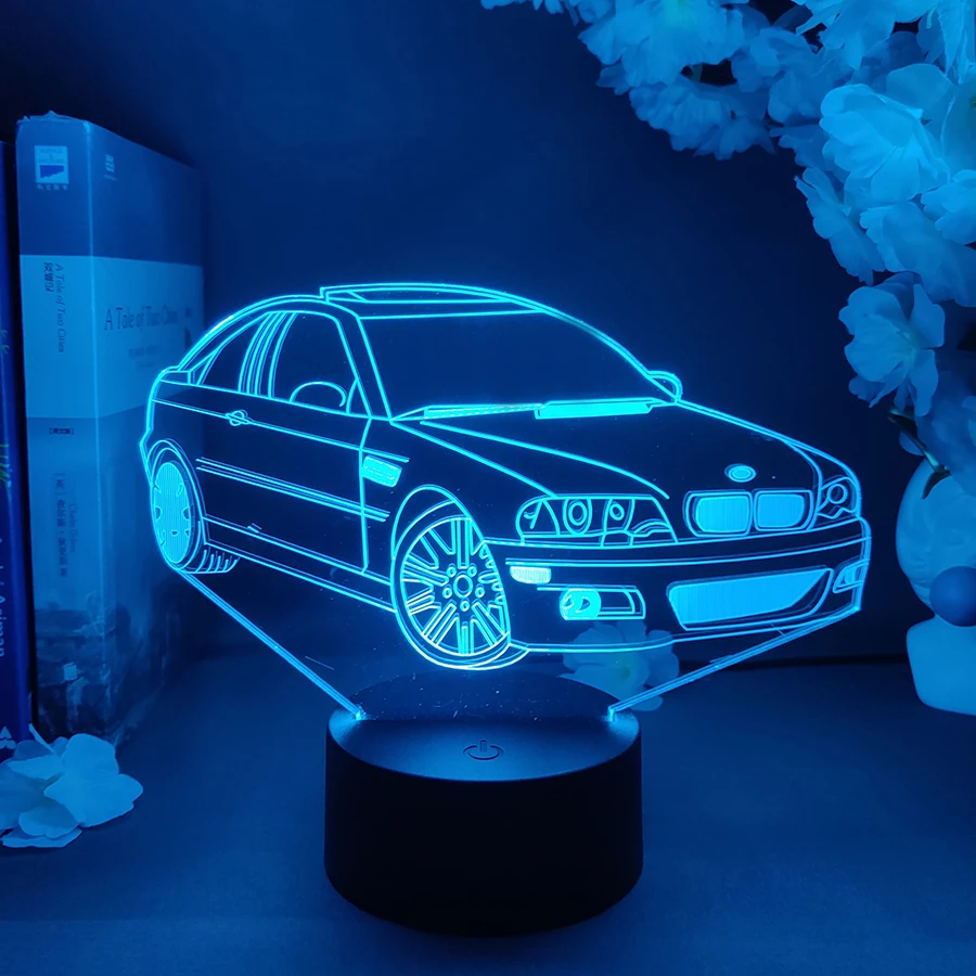 Car LED 3D Illusion Acrylic Lamp 7 Color Changing Nightlight for Boys Bedroom Decoration Christmas Gift Aesthetic Room Decor