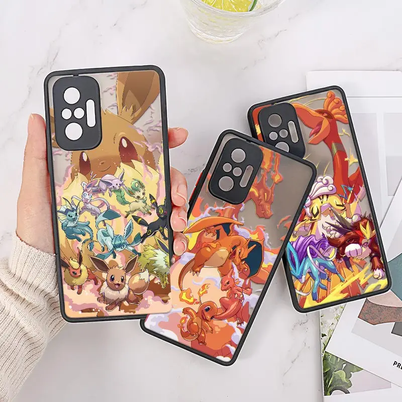 

Pokemon Go Eevee Anime Back Cover Case For Xiaomi Redmi Note 10 8 9 11 12 Pro Plus 5G 9s 10s 11s 12s 9A 9C 10C Matte Soft Coques