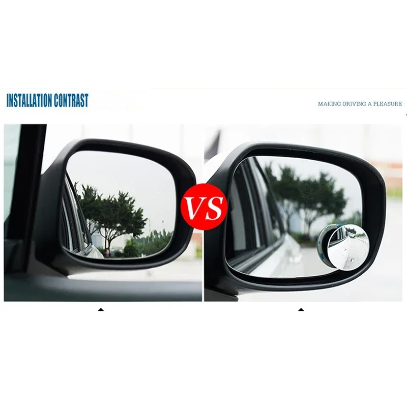 2 Pack Wide-Angle Car Blind Spot Mirrors - 360° Adjustable HD Frameless Auxiliary Rear View Mirrors for Enhanced Visibility