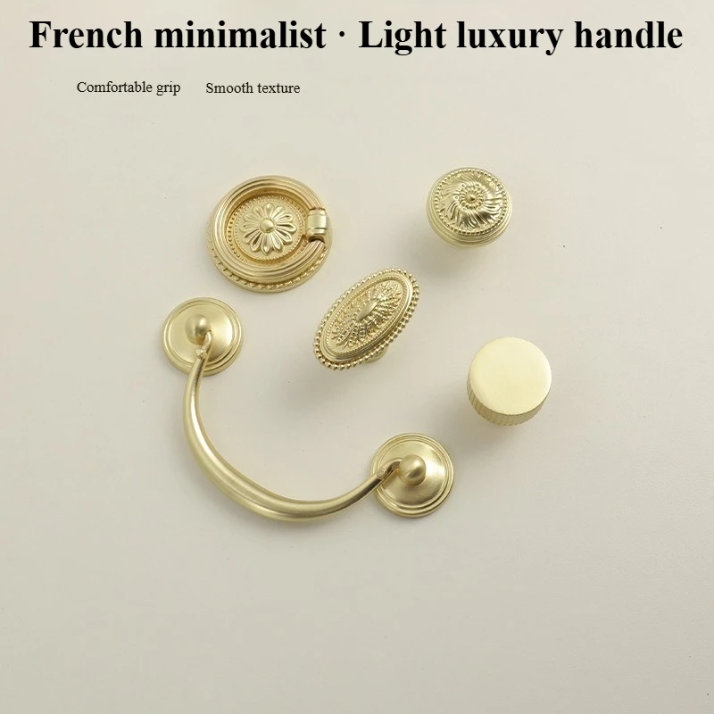 French-style cream-colored drawer handle with shell single-hole retro wine cabinet wardrobe cabinet high-end touch handles