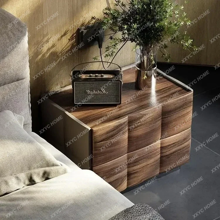 A Walnut solid wood high-end bedside table villa large flat master bedroom whole house versatile storage bedside table
