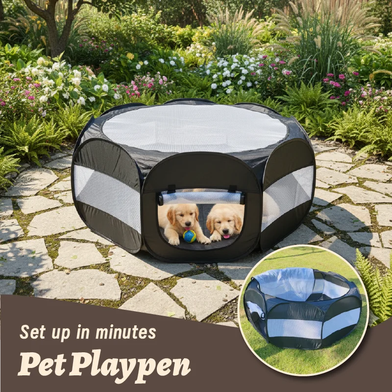 

Foldable Portable Small Animal Playpen with Cover Indoor/Outdoor Enclosure for Chicks Puppies Kittens & Other Small Pets
