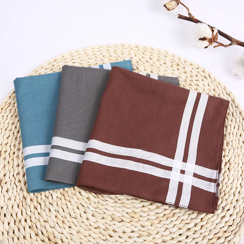 Fashion Square COTTON Handkerchief universal Men Women popular stripe Pocket Towel For New Year Wedding Party Christmas Gift