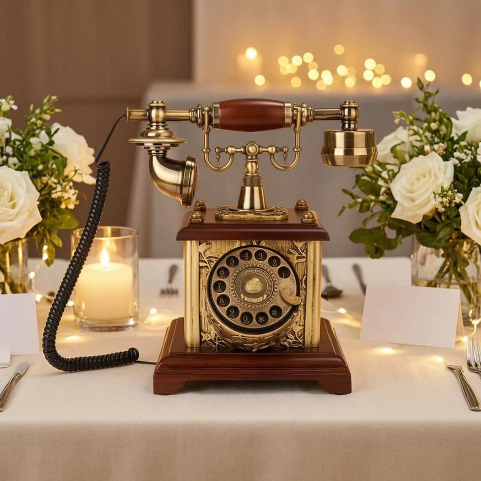 Rotary Telephone Message Book Coiled Cord Vintage Desk Phone Message Book Rotary Phone Metal Accents view 5