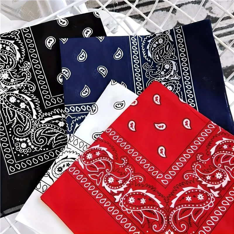 1pc Cashew Flower Large Square Scarf Deformation Insect Paisley Hip Hop Square Scarf Street Dance Cycling Bandana