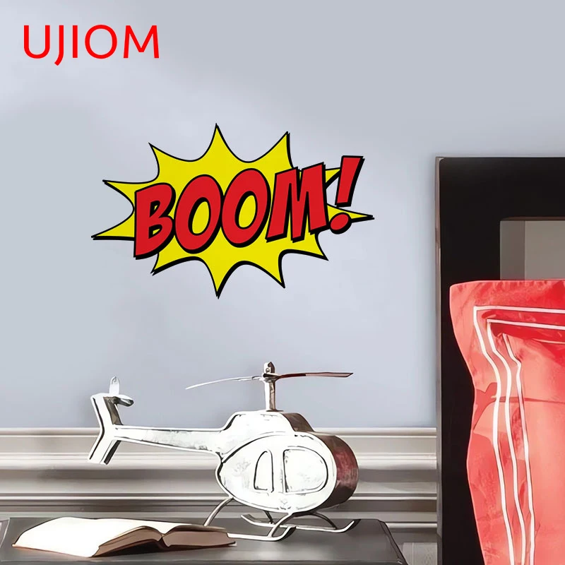 UJIOM BOOM Funny Warning Wall Sticker Waterproof Vinyl Decal Kitchen Helmet Living Room Bathroom Bedroom Decoration