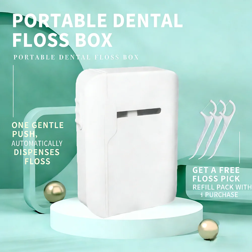 Dispensador de Hilo Dental Portátil con 80 Palillos de Hilo Dental, Herramienta Esencial para el Cuidado Bucal en Viajes y en Casa para la Limpieza Diaria de los Dientes