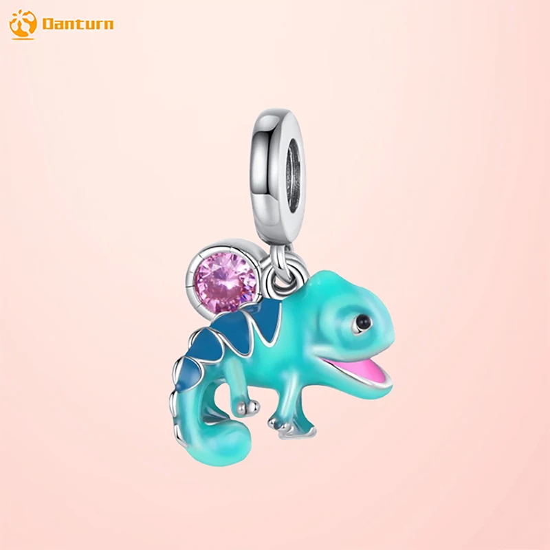 

Danturn 925 Sterling Silver Original Beads Lizard Dangle Charm fit Snake Chain Bracelet Fashion Women Jewelry Making