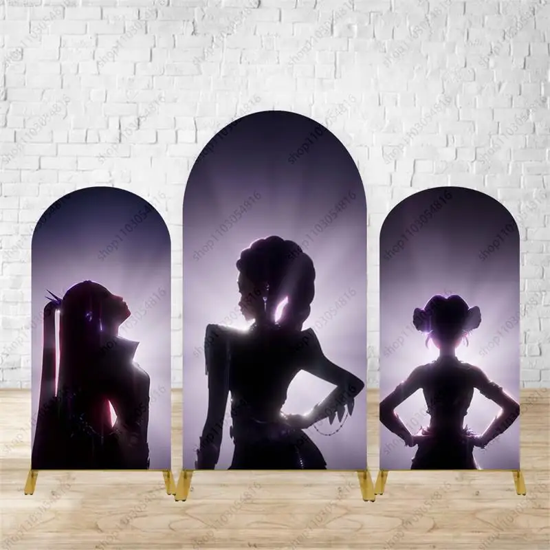 

Kpop Demons Hunter Arch фон для девочек на день рождения Руми Зои Мира реквизит арка Декор для фотосъемки стены полиэстер Декор фон