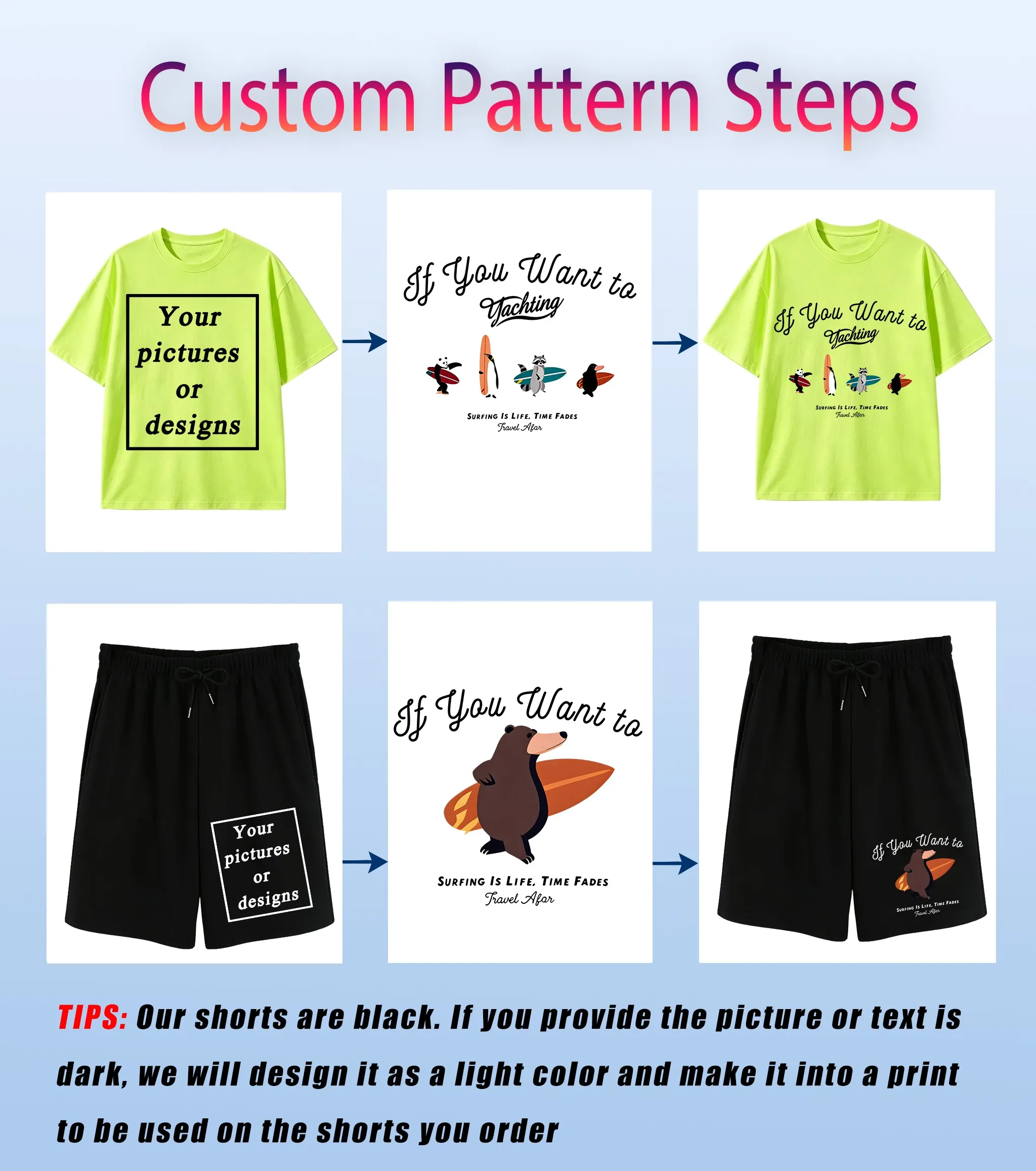 Summer Men Personalized Pattern Custom Comfy T-Shirts Set Casual S-3XL Cotton Short Sleeve Sport Gym Shorts Teamwork Clothing view 4