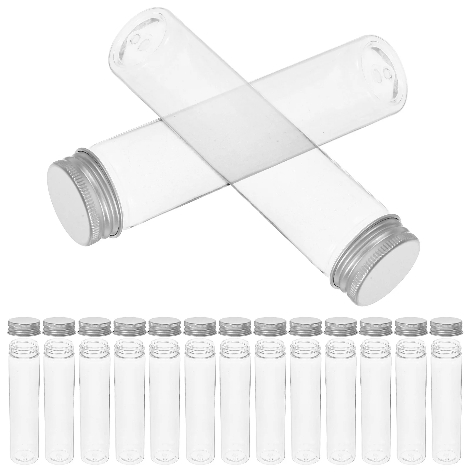

20Pcs Clear Plastic Test Vials Flat Bottom Design for High Temperature Resistance and Versatile Usage 110ml Test Tube