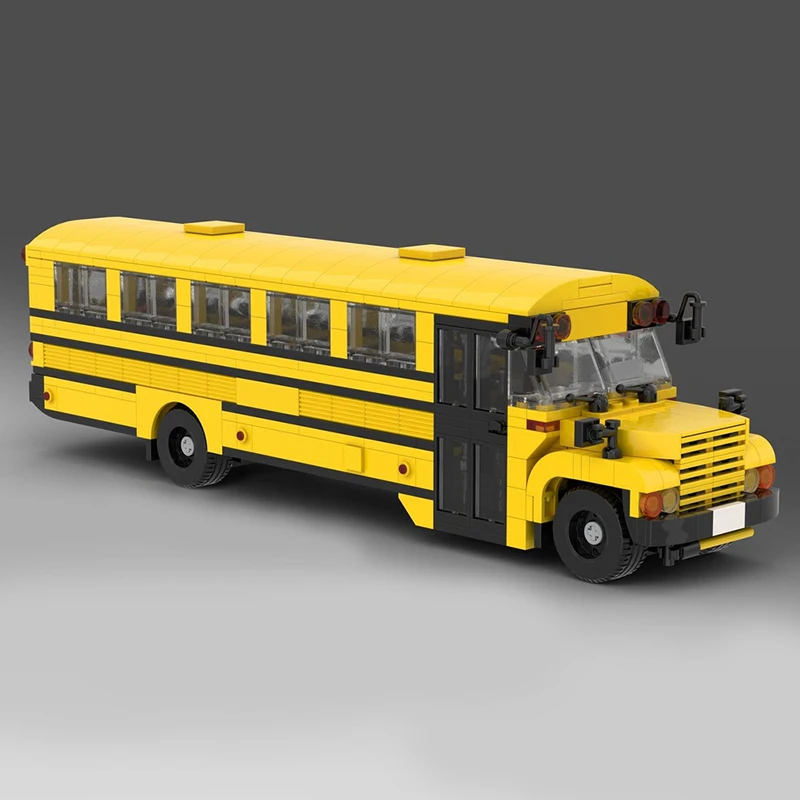 635PCS MOC Transportation Series Building Blocks Assembly American School Bus Model Assembly Game Brick Toys Holiday Gift