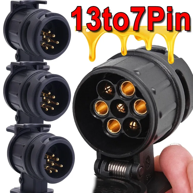 1PC 13 To 7 Pin Plug Adapter Trailer Connector 12V Towbar New Towing Plugs Socket Adapter Protect Connections A30 Connector
