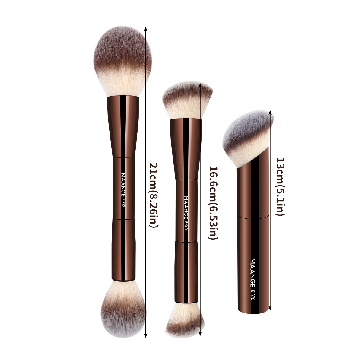 مجموعة فرش مكياج الوجه من MAANGE، فرش كريم أساس مزدوجة الرأس وبودرة أحمر الخدود، فرشاة صديقة للبشرة، ألياف ناعمة للشعر ومستحضرات التجميل #2