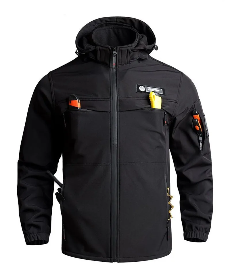 Thickened Fleece Jacket Men Winter Outdoor Training Windproof Waterproof Mountaineering Clothe Warm Wear-resistant Work Suit