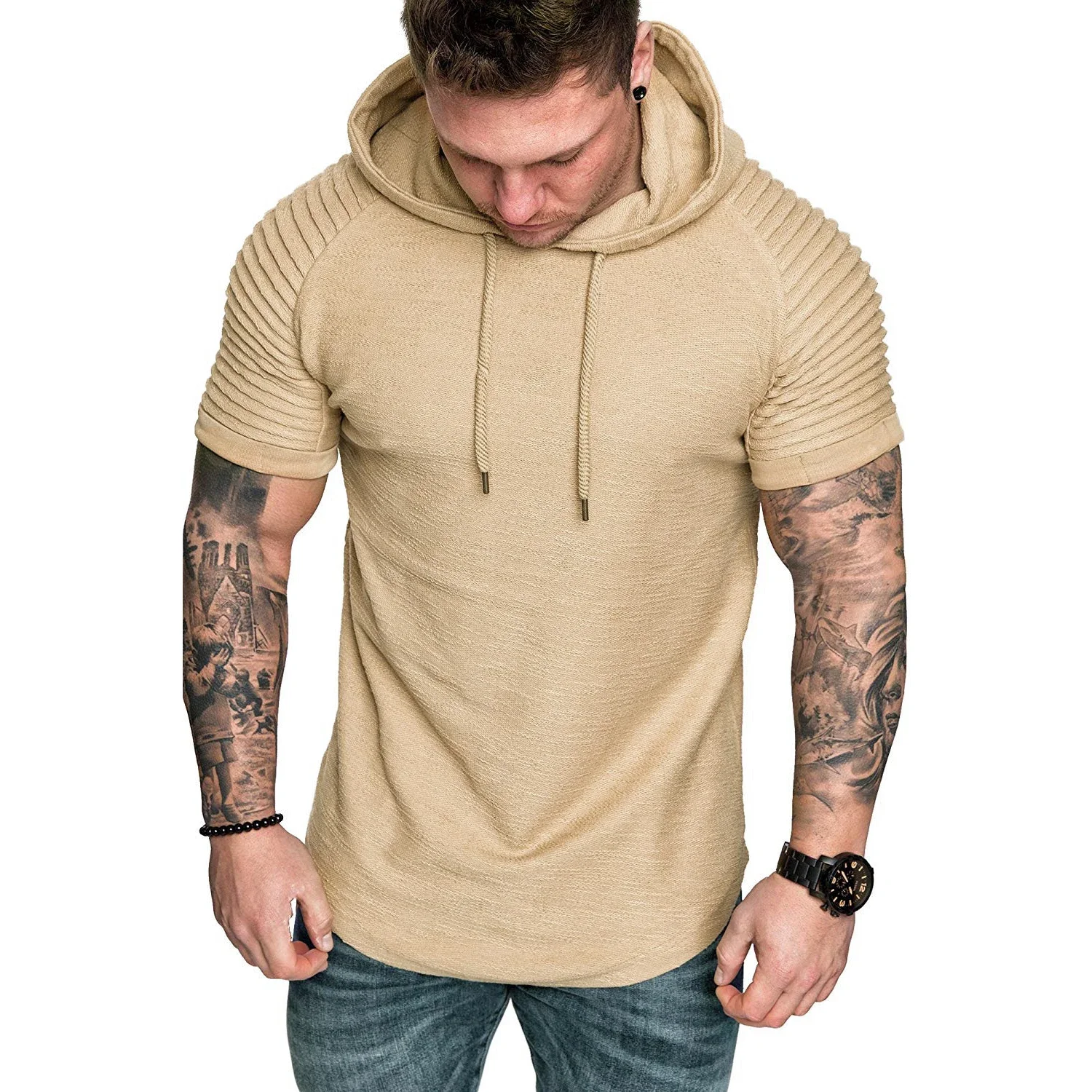 MRMT 2024 Brand New Men\'s Hoodies Sweatshirts Casual Fashion Pure Color Pullover for Male Short Sleeve Hoodie Sweatshirt