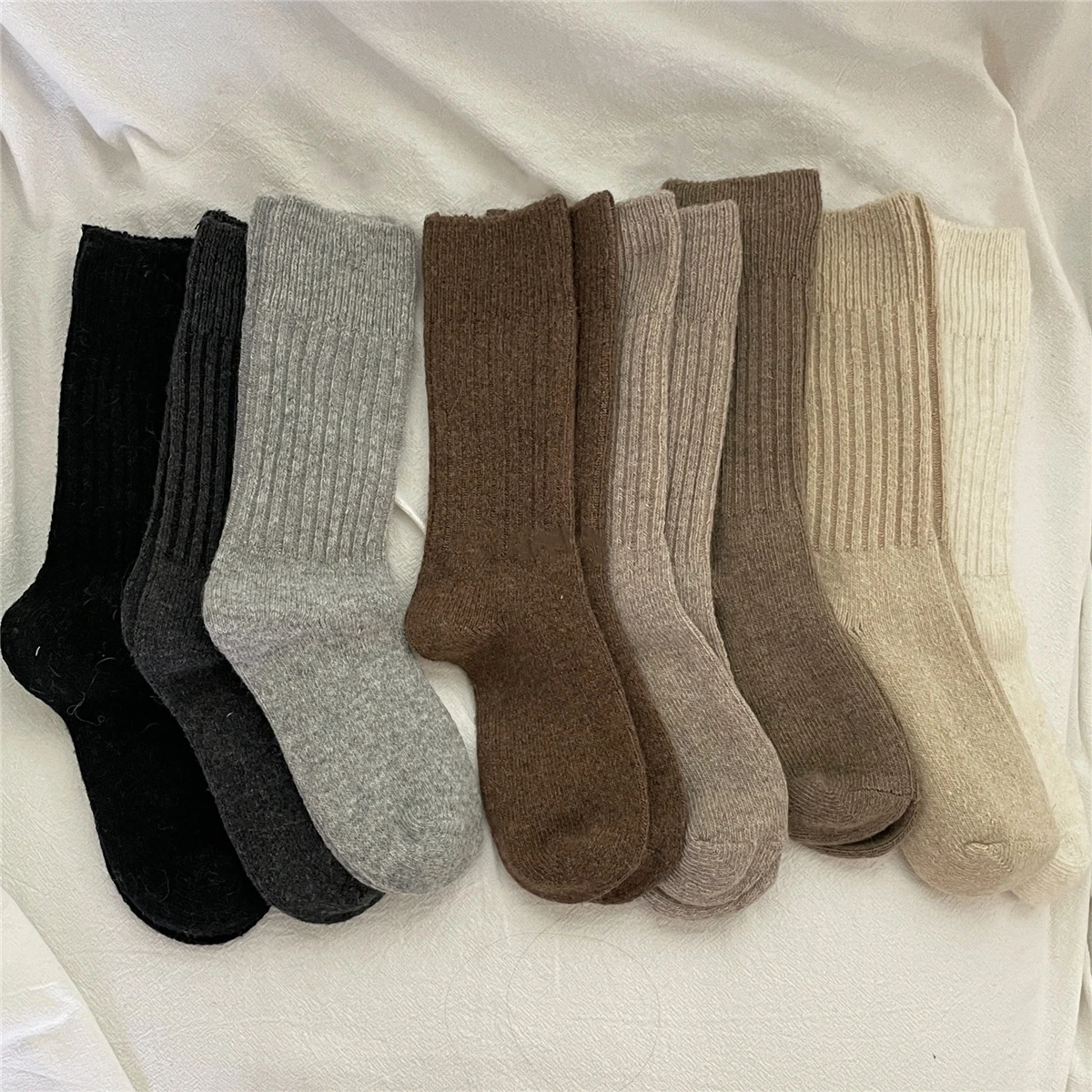 Autumn Winter Thicken Warm Wool Cashmere Thermal Long Crew Stockings Women Home Sleeping Solid Color Women Hot Tubing Socks