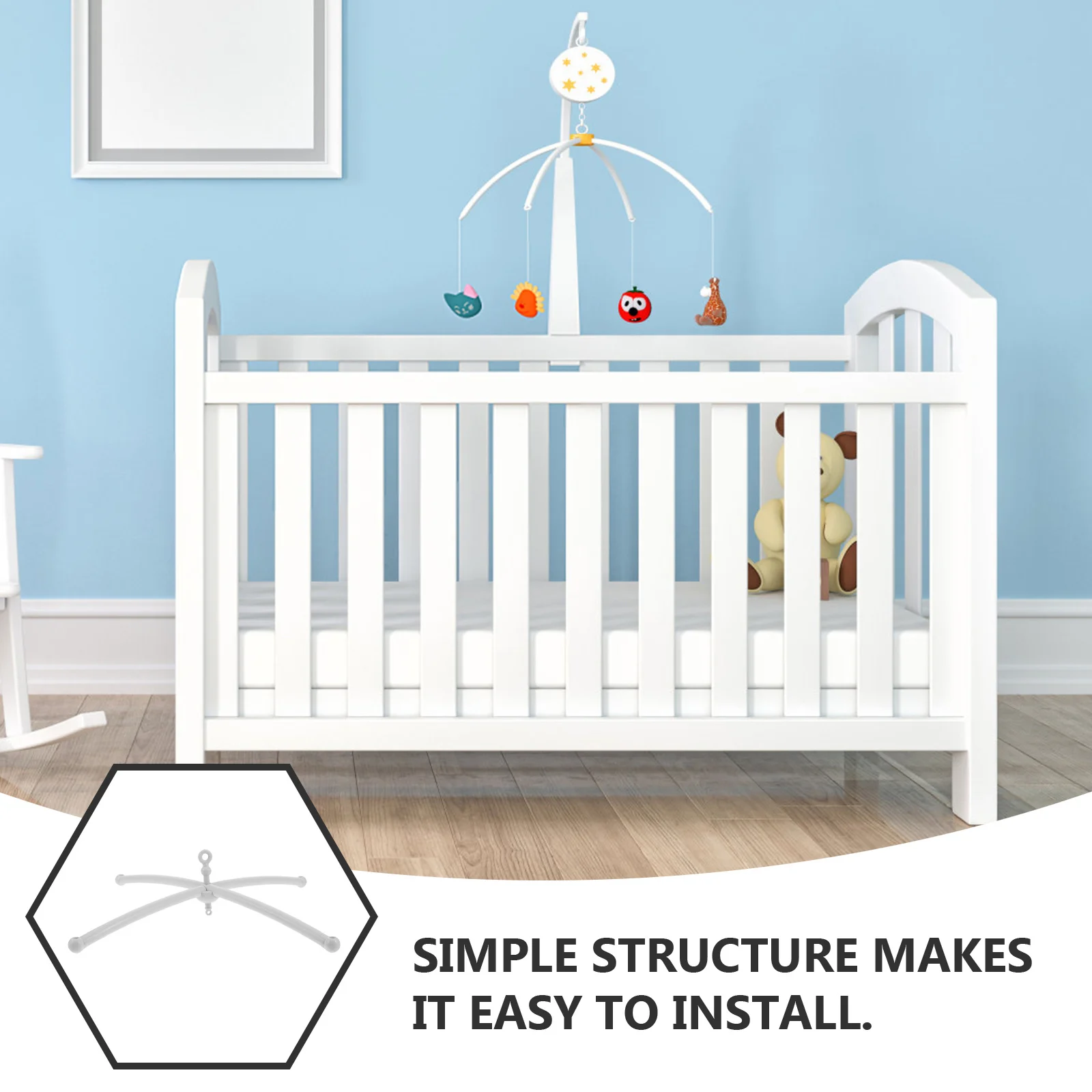 Baby Mobile Cross For Crib Toddler Bed With Music Bell Holder Durable Newborn Nursery Hanging Bracket Crib Accessories