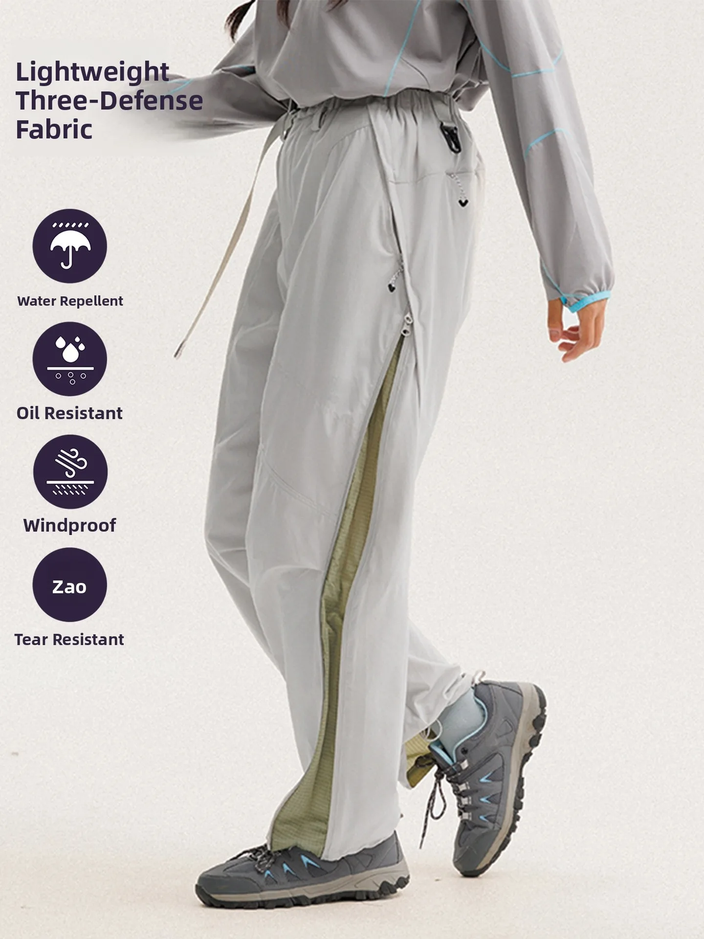 

Loose Men's Hiking Trousers Outdoor Casual Long Pants Waterproof Qui Dry Zipper Side ket Polyester Nylon Fabric Mountain...