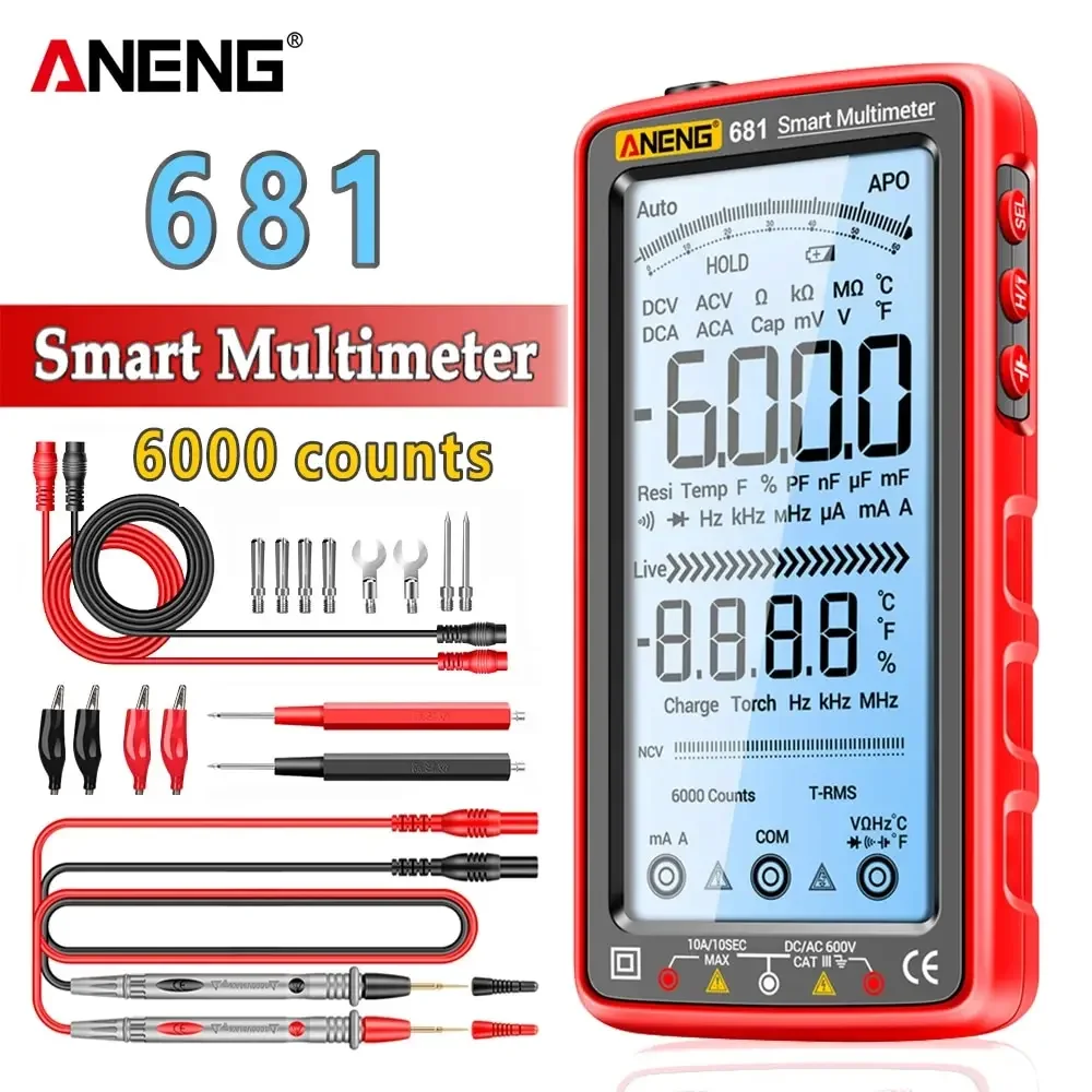 

ANENG 681 Rechargable Digital Professional Multimeter Non-contact Voltage Tester AC/DC Voltage Meter LCD Screen Current Tester