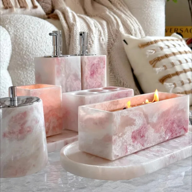 18X8x8cm Rainbow Rose Marble Aromatherapy Candlestick Jewelry Cosmetics Storage Box Napkin 6 Colors Rectangle Empty