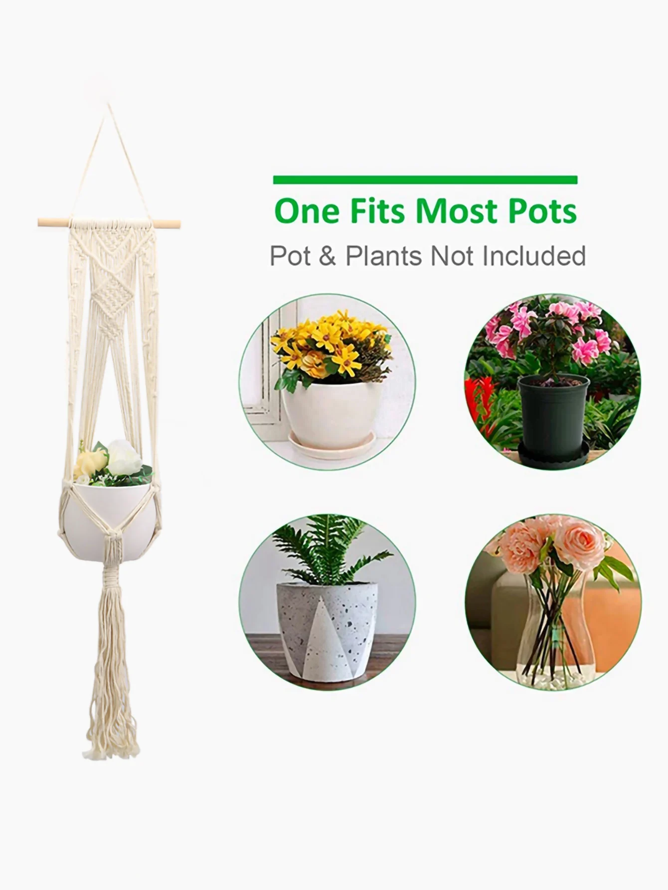 Macrame Handmade Plant Hanger Baskets Flower Pots Holder Balcony Hanging Decoration Knotted Lifting Rope Home Garden Supplies