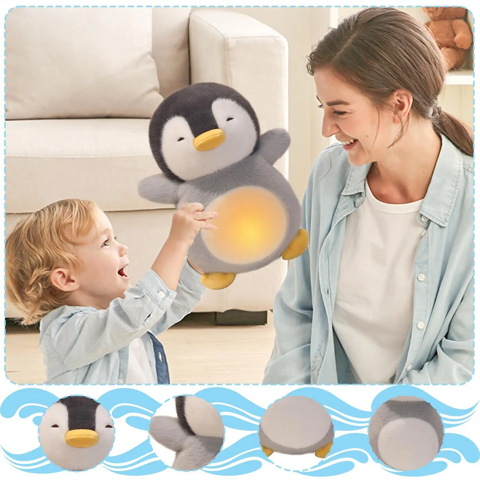 

Soft Breathing Stuffed Animal Breathing Penguin Doll Baby Sleep Companion Soothing Doll For Nursery Bedtime Relaxation Birthday