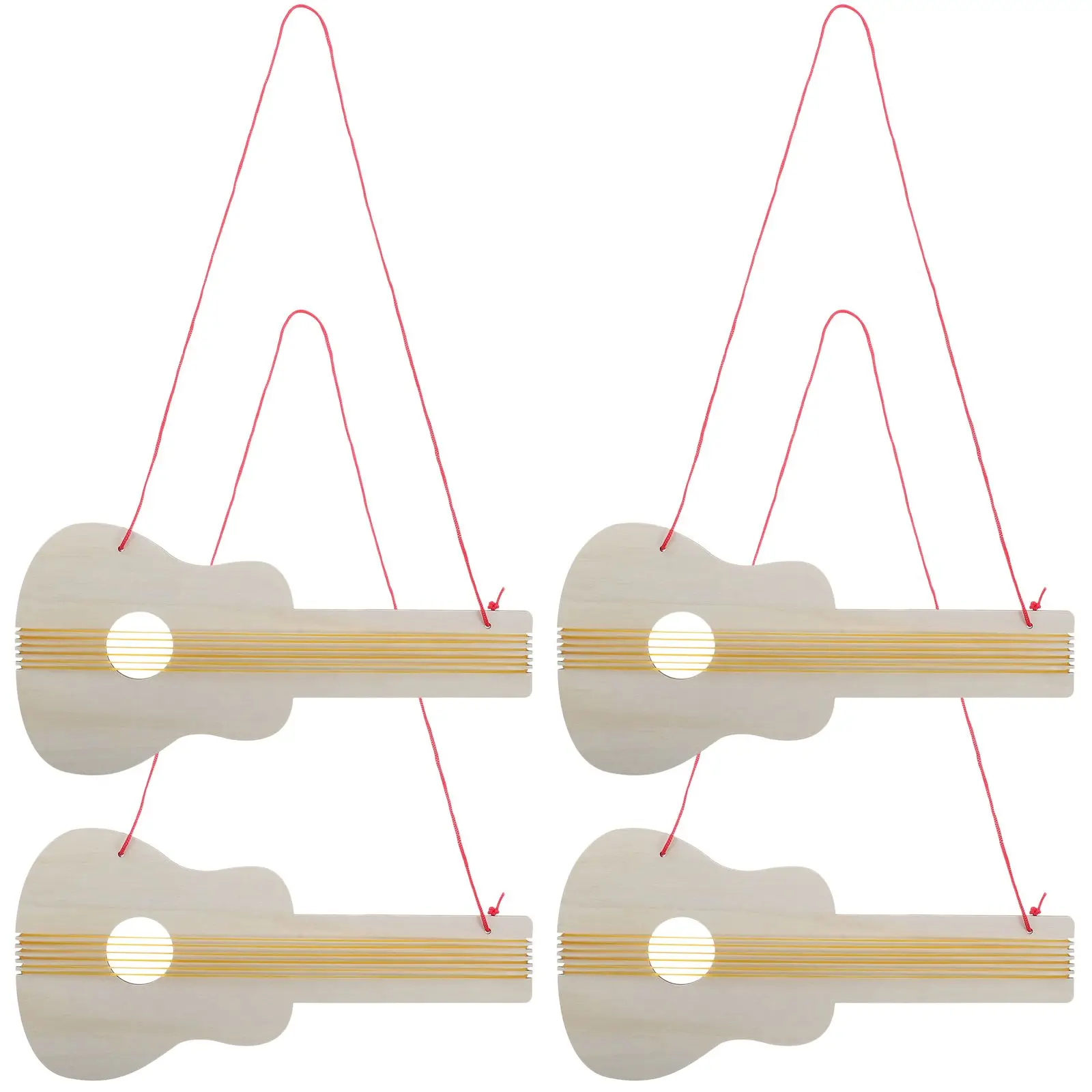

4pcs Kindergarten Wooden Guitars DIY Painting Crafts Musical Instruments Kids Toddler Guitar Set Lightweight Sturdy Wood