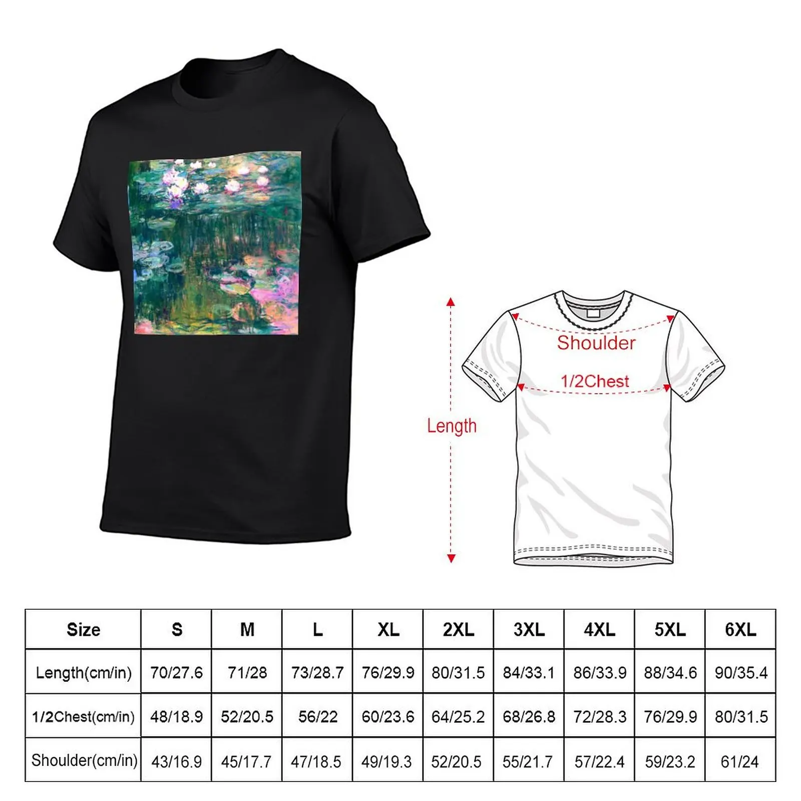 Water Lilies monet T-Shirt summer top plus size tops mens champion t shirts