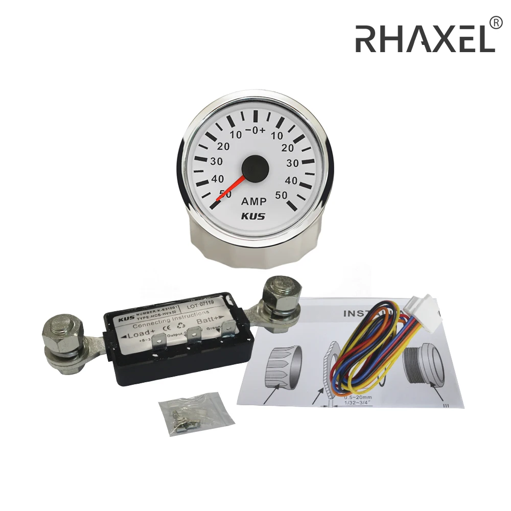 KUS 52mm (2") Ampere Gauge Ammeter AMP Meter 50A 80A 150A with Current Sensor with Backlight for Auto Motorcycle Boat