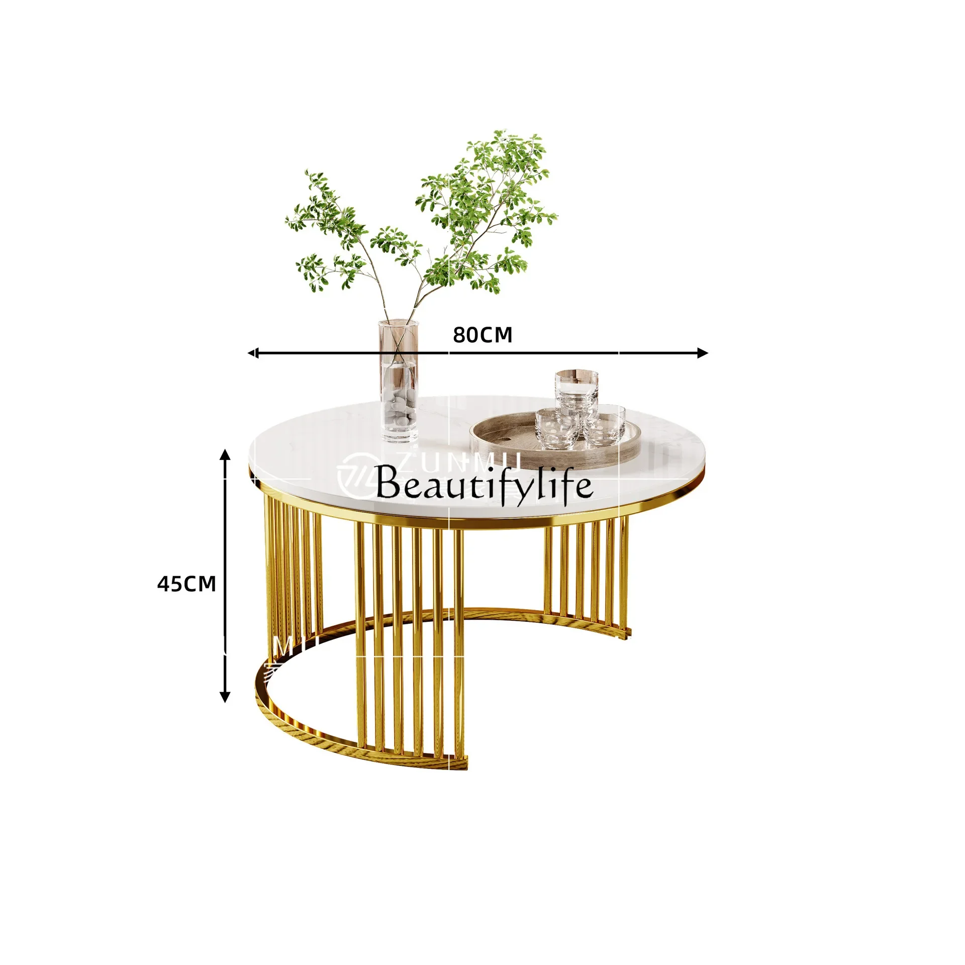 

yj32 Modern Style Coffee Table Stainless Steel Glass Living Room Marble Simple Side Table