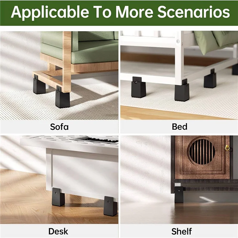 【RECOMMEND】Bed Risers, 4 Inch Adjustable Desk Riser Blocks With Screw Clamp 8 Pack Heavy Duty Chair Raisers Fits 0-2 Inch Widths