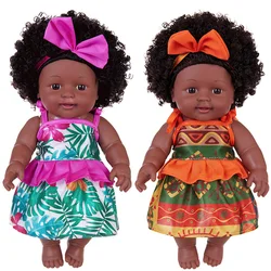 New 12Inch Black Baby Doll Toy for Kids' Pretend Play, 30cm Soft Vinyl Doll for Girls on Holidays