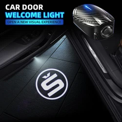 2pcs USB Rechargeable S Logo Car Door HD LED Lamps Projector Courtesy Welcome Lights For Skoda Octavia Fabia Rapid Superb Scala