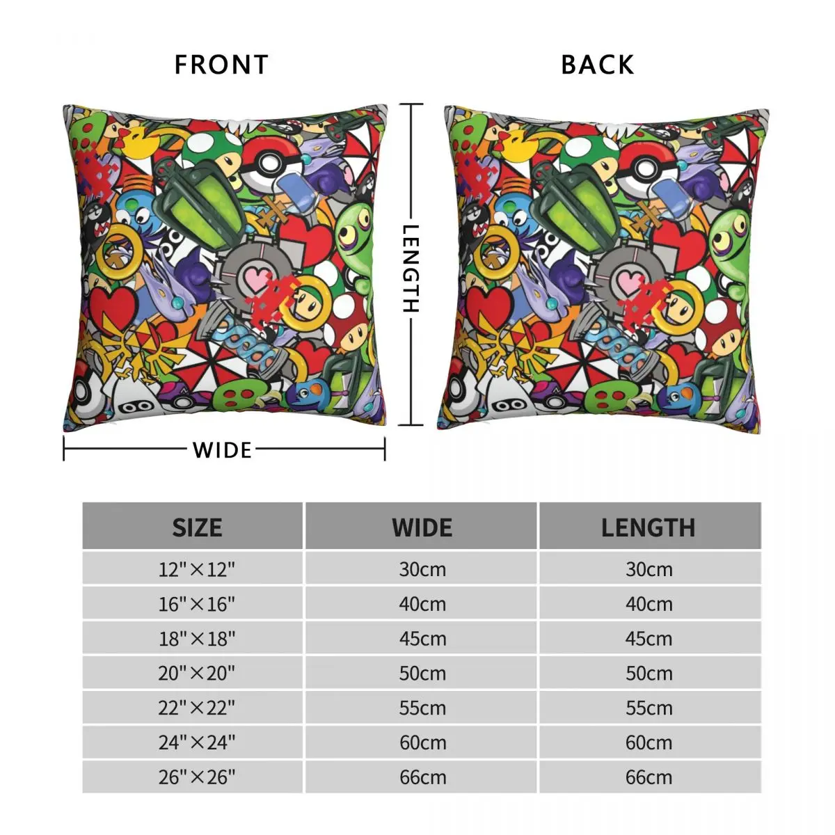 Video Game Mash-Up Pillowcase Polyester Linen Velvet Pattern Zip Decor Throw Pillow Case Sofa Seater Cushion Cover