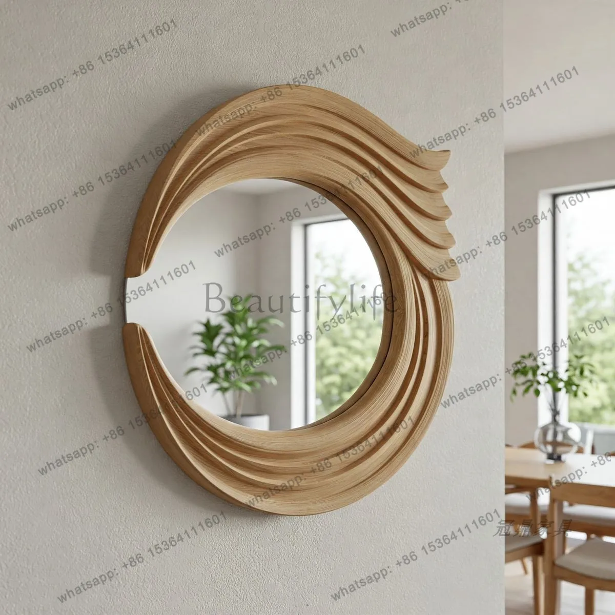 YJ French Retro Mid‑Century Art Wall Mirror Vanity Dressing Cabinet For Dressing Table Entryway Living Bathroom Home Decor