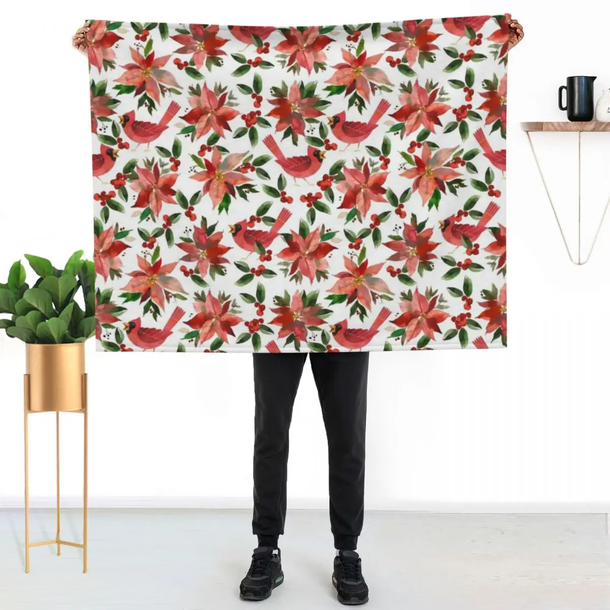 Cardinal Poinsettia Throw Blanket Blankets For Bed Picnic Summer Sleeping Bag Luxury St Blankets