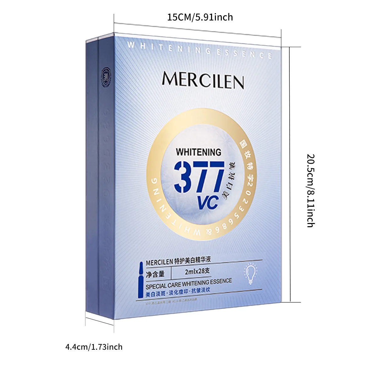 Mercilen Moisturizing Essence 2ml*28 Bottles, Contains Niacinamide, Plant-Based Squalane to Moisturize and Brighten Facial Skin, Making Skin Look Younger, Suitable for All Skin Types, Pre-Makeup Skincare Product, Travel-Sized Package