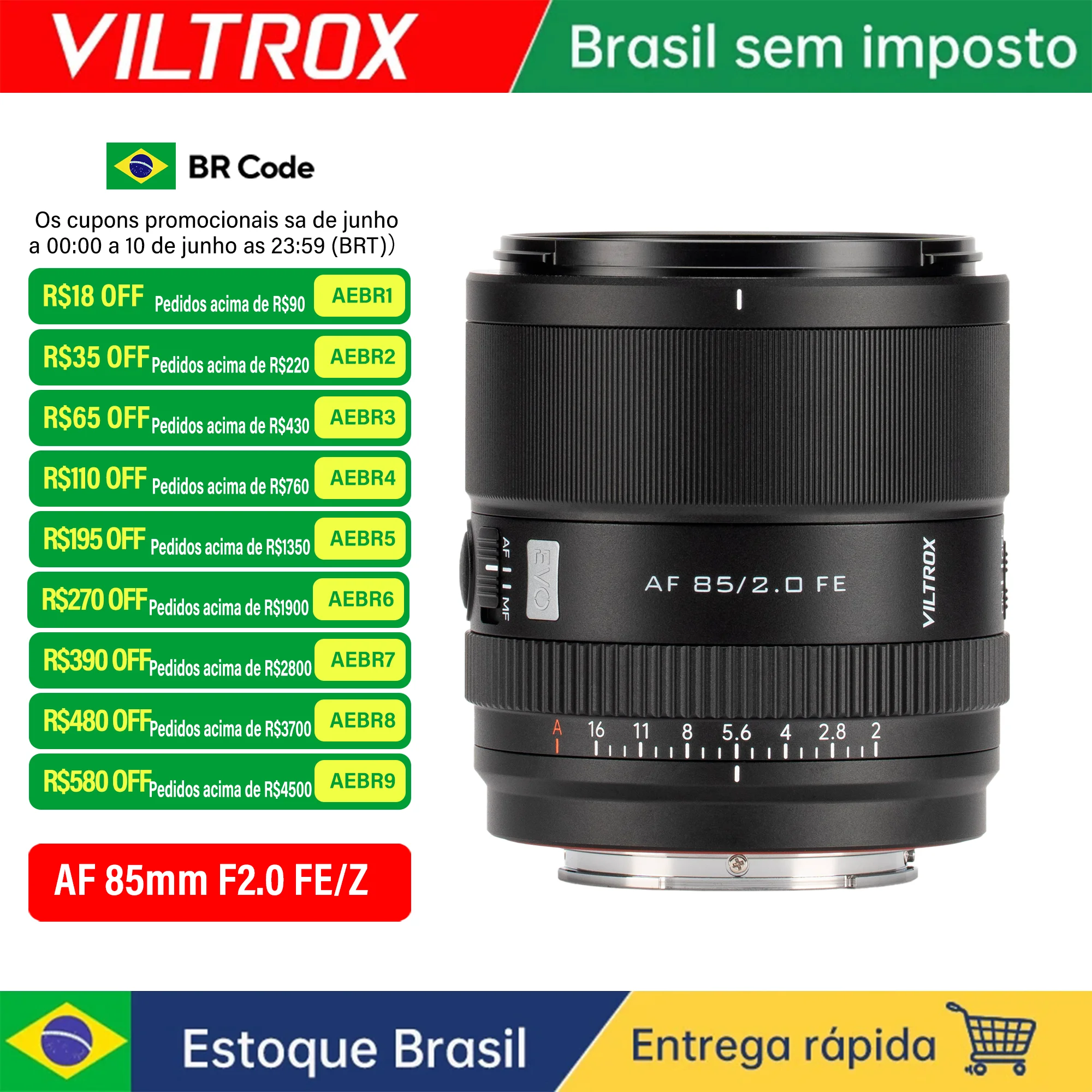 Lente de Câmera Viltrox 85mm F2.0 EVO Full Frame com Foco Automático para Retrato, Lente Prime com Abertura Grande para Sony E e Nikon Z Mount A7IV A7III A7CII ZVE10 A6400 A6700 Z5 Z6II Z50 Z7II Z8 Z9 ZF