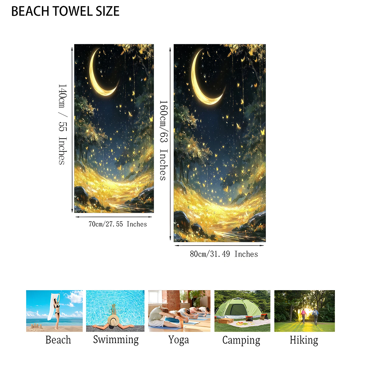 Dreamy Beach Towel Large Microfiber Towel ,essential for Camping,yoga,beach Tourism,swimming,Gym Towel.large Size Bath Towel