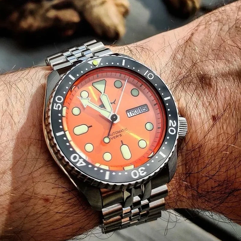 HEIMDALLR Sharkey SKX007 Men Diver Wristwatches Ceramic Bezel Sapphire Mirror Retro Mechanical Watches 200M Waterproof Luminous