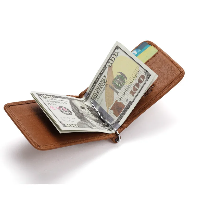 Bolso de mano corto de cuero genuino para hombre, monedero de mano dorado, tarjetero de piel de vaca multifuncional, billetera de cuero nueva