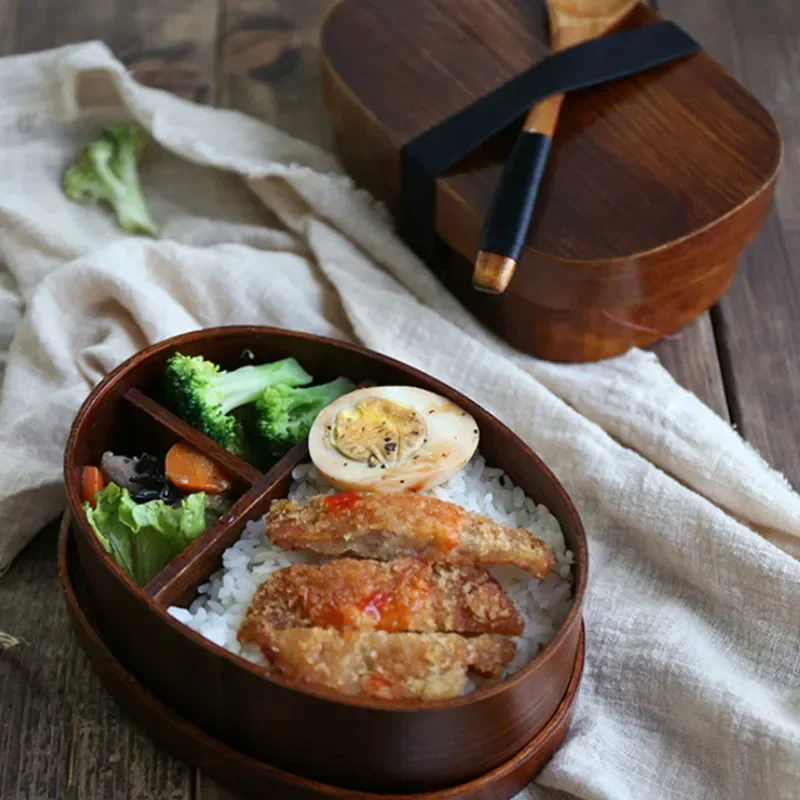 New Style Wooden Bento Box Single Layer Ash Bento Bento Sushi Box Wooden Lunch Boxs Tableware Large Capacity Bentos Boxes