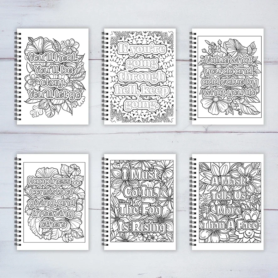 Adult Quotes Coloring Book - 8.3x 11.2 Inch 22 Page Coloring Book - Helps Reduce Stress and Ease Emotions