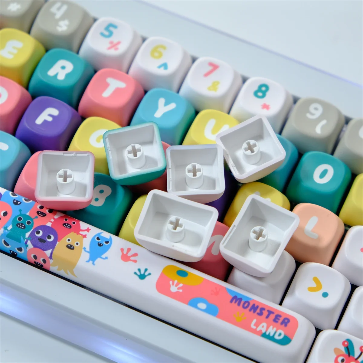 126 Keys Little Monster MOA Profile Dye Sublimation Keycap Set Fits MX Switch 61/64/68/75/86/98/104  Mechanical Keyboard