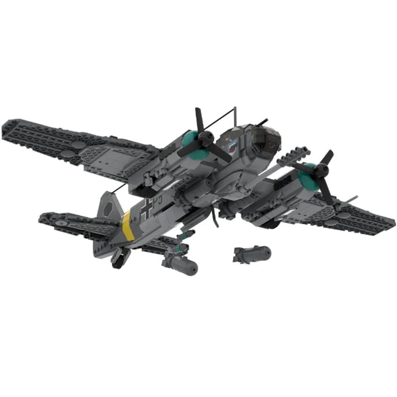 Moc Mattoni da costruzione Modello di aereo militare Junkers Ju 88 Tecnologia da caccia Blocchi modulari Regalo Giocattolo di Natale Set fai da te Assemblaggio